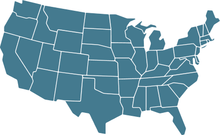 political map of USA with distinct state lines